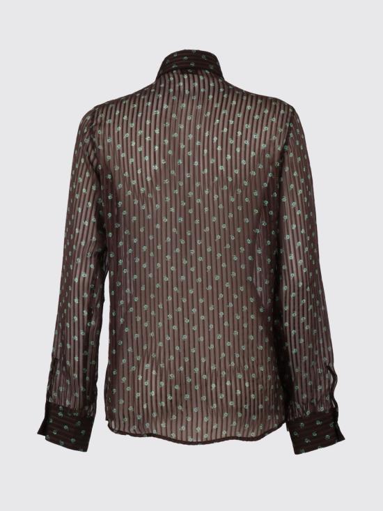 25FW 마짜렐리 셔츠 3652 RIGHE GRIGIO E NERO CON FIORI VERDI Grey - MAZZARELLI