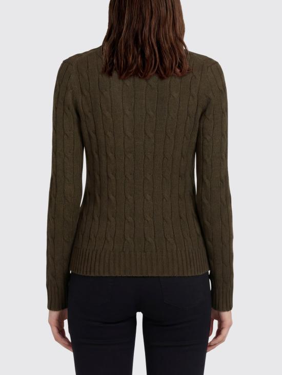 26SS 폴로 랄프로렌 포니로고 피마 코튼 케이블 니트 V넥 스웨터 211971870 506 Green - POLO RALPH LAUREN