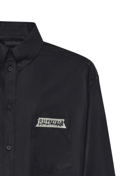  발렌시아가 긴팔 셔츠 마스킹 테이프 셔츠 코튼 포플린 블랙 - BALENCIAGA