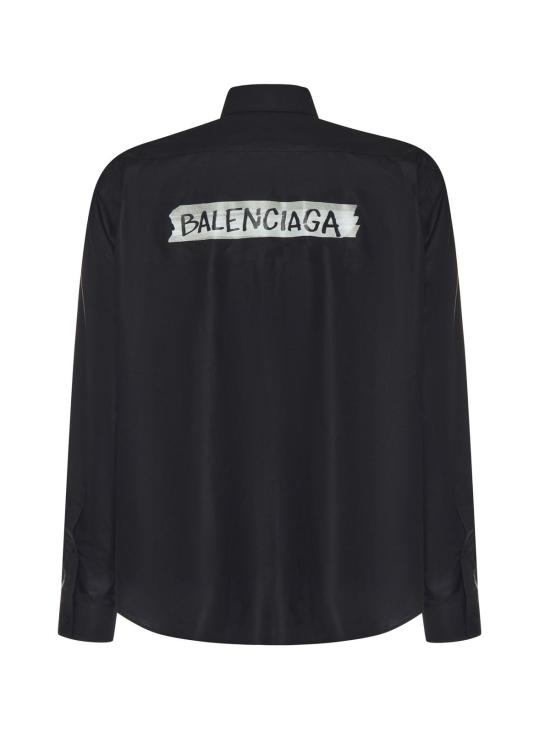  발렌시아가 긴팔 셔츠 마스킹 테이프 셔츠 코튼 포플린 블랙 - BALENCIAGA