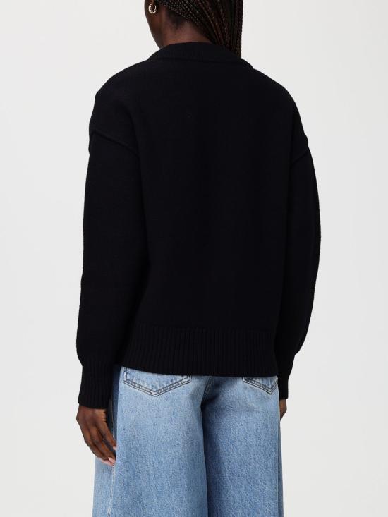 26SS 아미 하트 로고 인타르시아 V넥 가디건 UKC367018W 009 Black - AMI