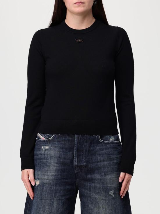 26SS 디젤 M 알리네사 컷아웃 로고 울 점퍼 A174980DCCH 9XX Black