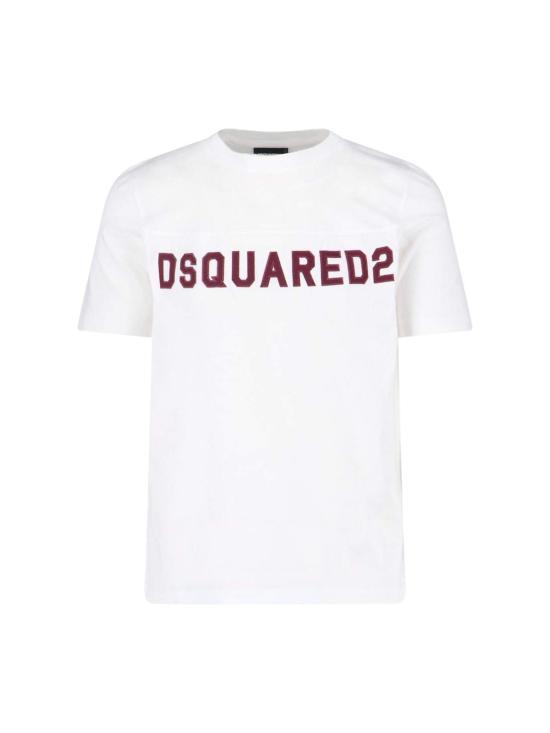  디스퀘어드2 반팔 티셔츠 Dsquared2 로고 티셔츠 탑 화이트