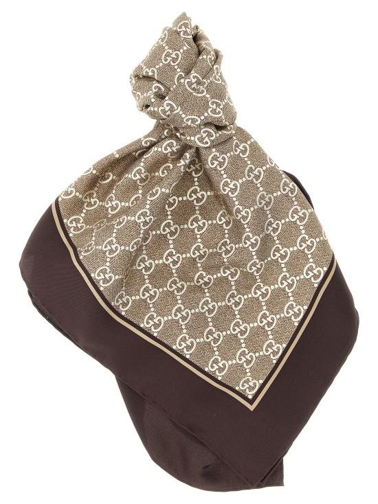 26SS 구찌 프린트 실크 까레 8122513G0019865 BROWN DOM