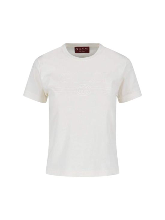 구찌 반팔 티셔츠 로고 티셔츠 크림색