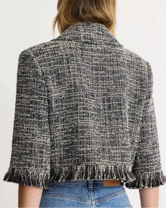  스미스 자켓 크롭 슬리브 미니 재킷 블랙 - SMYTHE