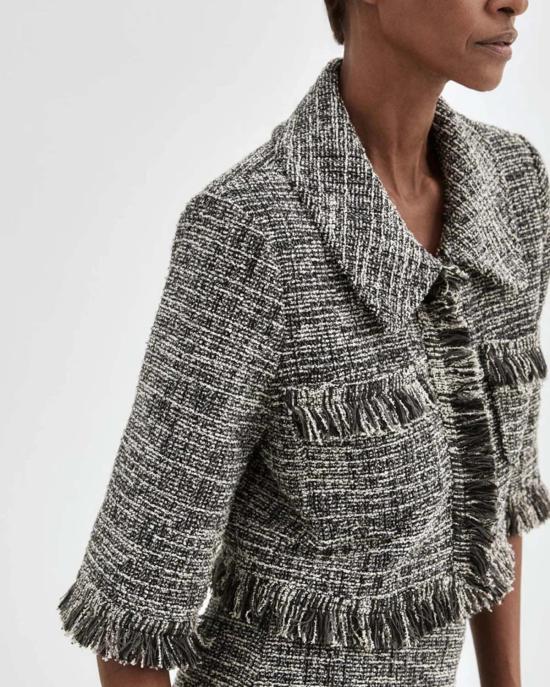  스미스 자켓 크롭 슬리브 미니 재킷 블랙 - SMYTHE