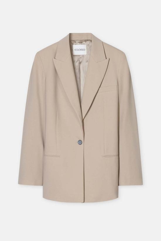  클로즈드 수트 자켓 닫힌 울 블렌드 블레이저