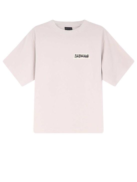  발렌시아가 반팔 티셔츠 코튼 티셔츠 더티 화이트