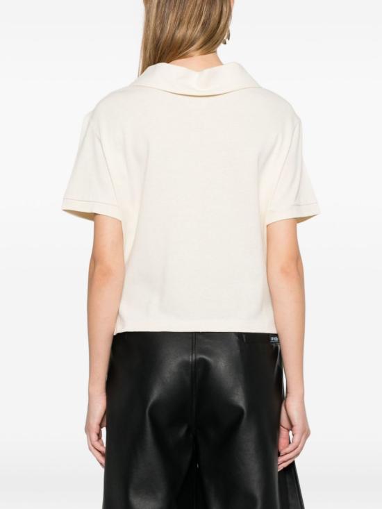  케이트 반팔 티셔츠 Khaite Jasna 실크 폴로 셔츠 베이지 - KHAITE