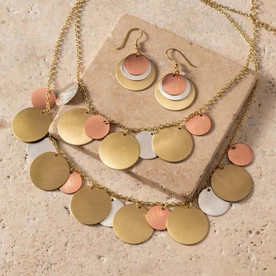  Ten Thousand Villages 목걸이/팬던트 만 개의 마을 자라나 레이어드 디스크 목걸이 - Ten Thousand Villages