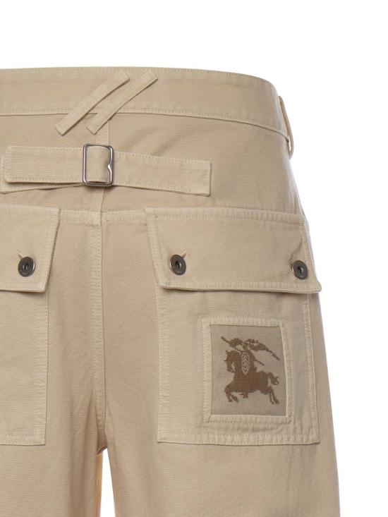  버버리 스트레이트 팬츠 코튼 캔버스 팬츠 툰드라 화이트 - BURBERRY