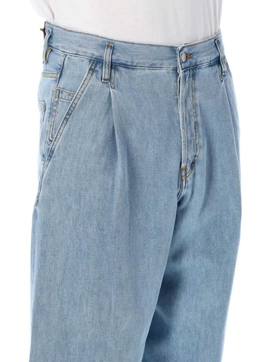  드리스 반 노튼 데님 팬츠 드리스 반 노텐 플리츠 와이드 진 라이트 블루 - DRIES VAN NOTEN