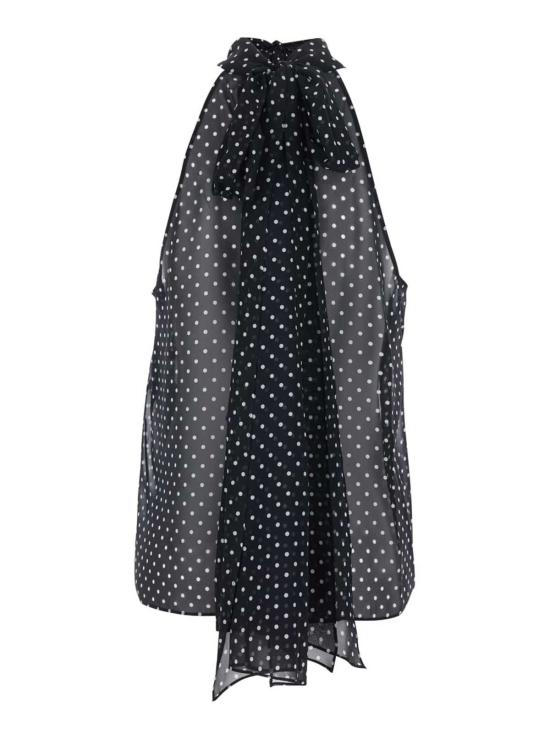  톰포드 블라우스 톰 포드 도트 무늬 실크 홀터넥 탑 블랙 - TOMFORD