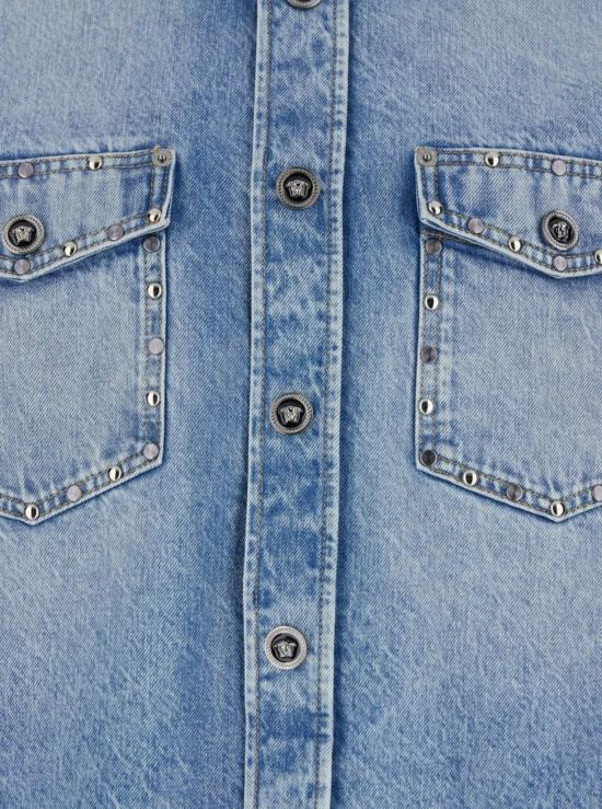  베르사체 데님 셔츠 클래식 칼라 데님  라이트 블루 - VERSACE