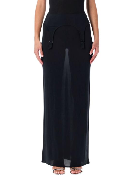  장 폴 고티에 롱 스커트 란제리 디테일이 돋보이는 시스루 , 다크 네이비 색상