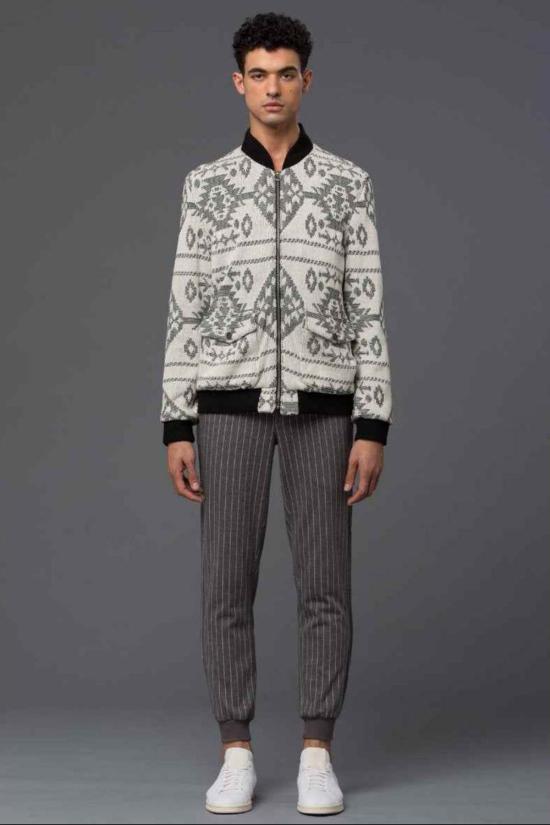  THE ENSIGN 봄버 자켓 엔사인 크래머 앤 스타우트 네이티브 딘 니트 봄버 재킷 크림 자카드 - OTHER BRANDS