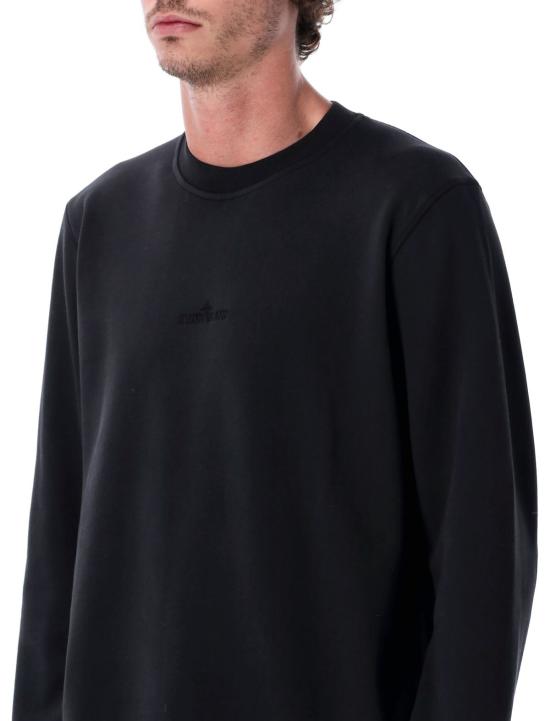  스톤 아일랜드 긴팔 티셔츠 코튼 크루넥 스웨트셔츠 블랙 - STONE ISLAND