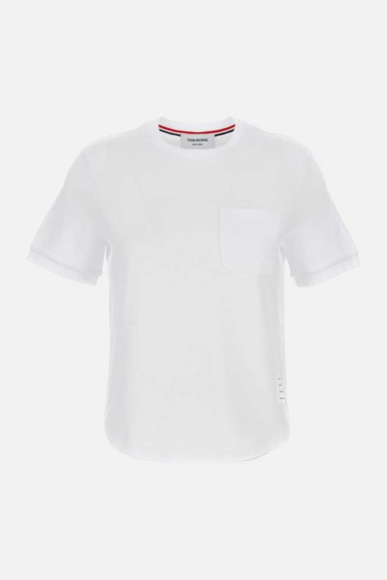  톰브라운 반팔 티셔츠 톰 브라운 코튼 밀라노 포켓 티셔츠 화이트