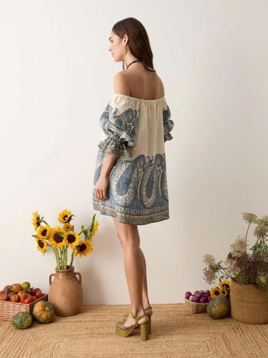  Boteh 숏 원피스 보테 아르카디아 페이즐리 퍼프 슬리브 미니 드레스 - OTHER BRANDS