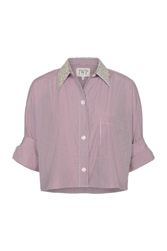  티더블유피 셔츠 Twp Next Ex 와인 크리스탈 셔츠 화이트/와인