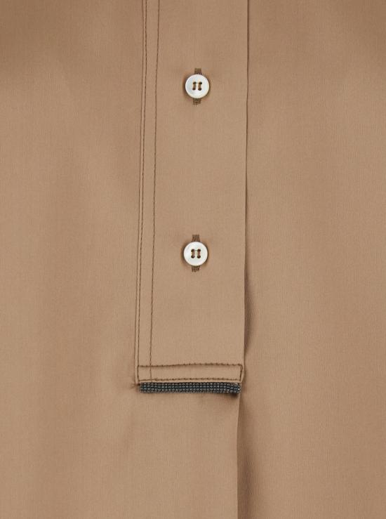  브루넬로 쿠치넬리 폴로 티셔츠 실크 스트레치 버튼다운 셔츠 베이지 - BRUNELLO CUCINELLI