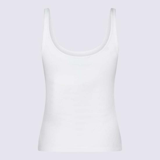  블루마린 민소매 티셔츠 코튼 탑 탱크탑 내추럴 화이트 - BLUMARINE