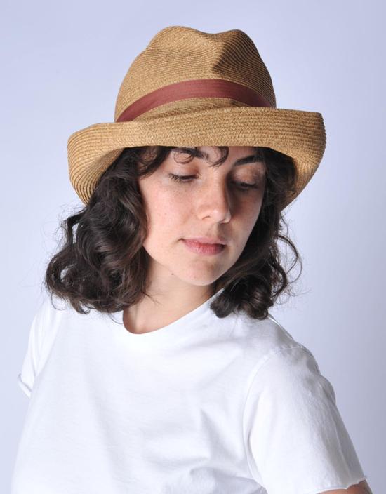  Mature Ha 모자 성숙한 갈색과 연한 빨간색 리본이 달린 챙이 넓은 박스형 - OTHER BRANDS