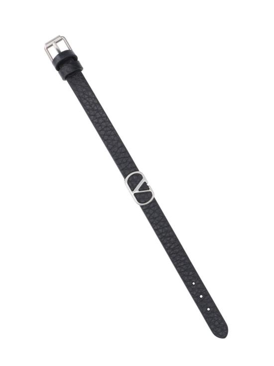  발렌티노 가라바니 브레이슬릿 V 로고 시그니처 가죽 팔찌 블랙 - VALENTINO GARAVANI