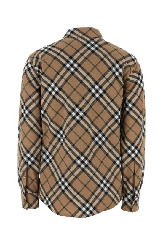  버버리 셔츠 자수 폴리에스터 혼방 셔츠 린데니프체크 - BURBERRY