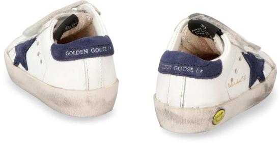  [키즈] 골든구스 스니커즈 골든 구스 아동용 올드 스쿨 가죽 로우탑 스니커즈 화이트/블루 - GOLDEN GOOSE