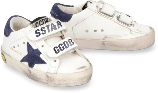  [키즈] 골든구스 스니커즈 골든 구스 아동용 올드 스쿨 가죽 로우탑 스니커즈 화이트/블루 - GOLDEN GOOSE