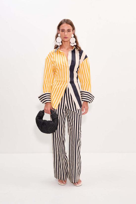  사이먼밀러 크롭 팬츠 사이먼 밀러 리마 포플린 팬츠 블랙/화이트 스트라이프 - SIMONMILLER