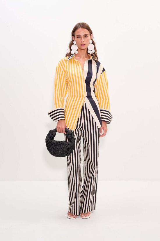  사이먼밀러 크롭 팬츠 사이먼 밀러 리마 포플린 팬츠 블랙/화이트 스트라이프 - SIMONMILLER