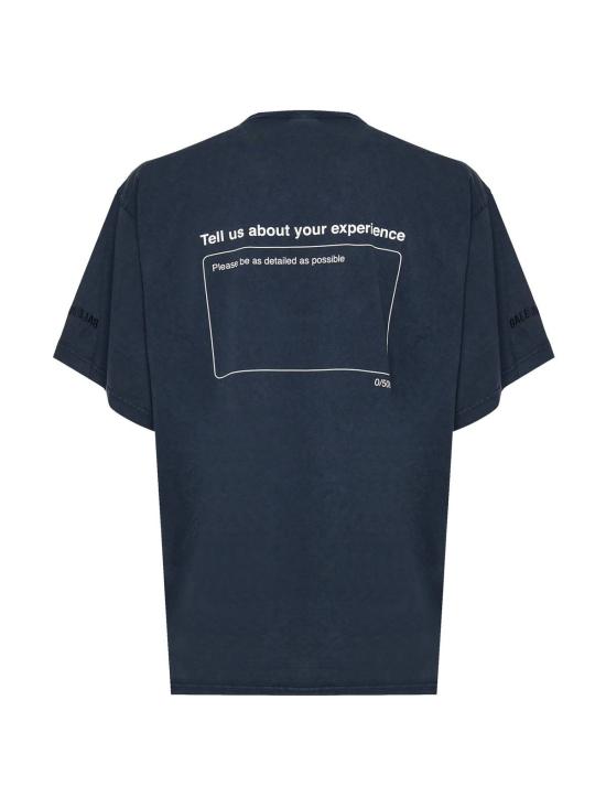  발렌시아가 반팔 티셔츠 트위스트 코튼 티셔츠 워시드 네이비 - BALENCIAGA