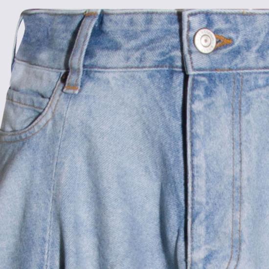  발렌시아가 미디 스커트 코튼 스커트 더티 라이트 블루 - BALENCIAGA