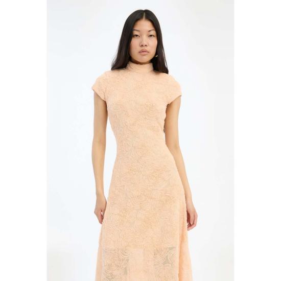  로테이트 바이 크리스텐슨 롱 원피스 로테이트 비르거 크리스텐센 메쉬 캡슬리브 맥시 드레스 바닐라 크림 - ROTATE BY BIRGERCHRISTENSEN