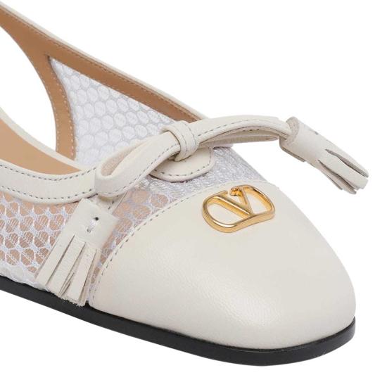  발렌티노 가라바니 플랫 슈즈 로고 플랫 발레 슈즈 화이트 - VALENTINO GARAVANI