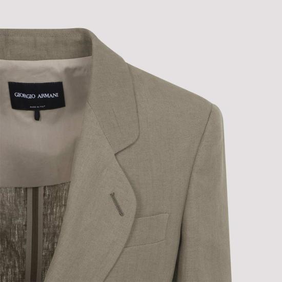  조르지오 아르마니 수트 자켓 스모키 쿼츠 그레이 린넨 블레이저 (스모키 쿼츠) - GIORGIO ARMANI