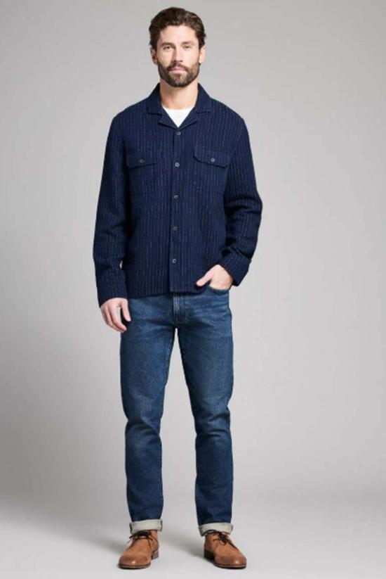  Billy Reid 긴팔 셔츠 빌리 리드 핀 도트 도비 투 포켓 오버셔츠 카본 - BILLY REID