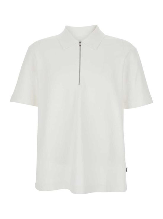  질샌더 폴로 티셔츠 질 샌더 클래식 칼라 앞지퍼 폴로 셔츠 화이트