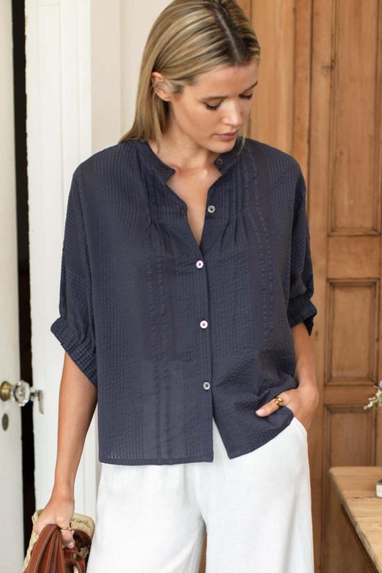  에머슨 프라이 블라우스 만다린 칼라  탑