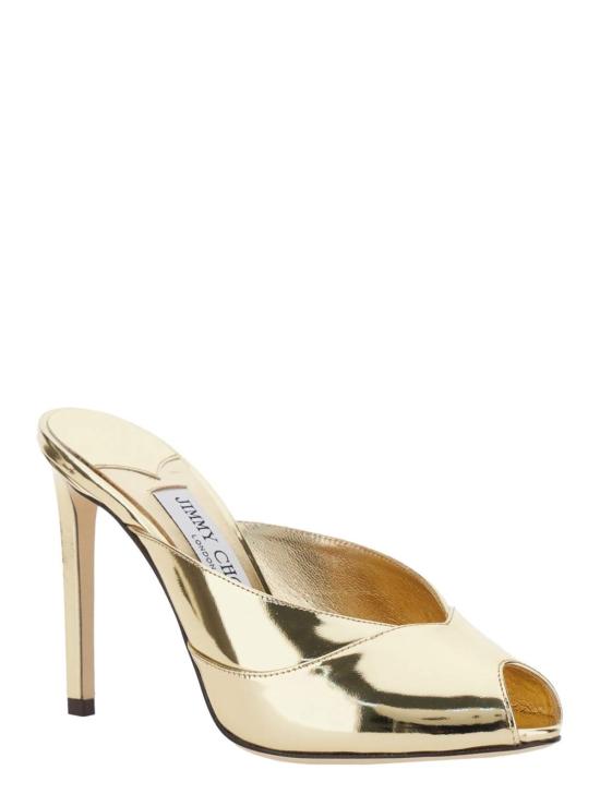  지미추 뮬/슬리퍼 브리지테뮬100퀴골드 메탈릭 힐