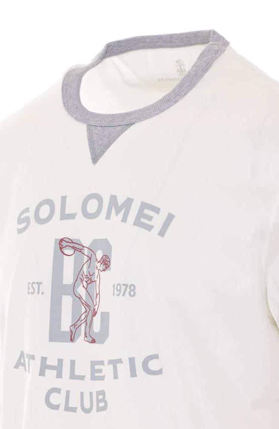  브루넬로 쿠치넬리 반팔 티셔츠 Brunello Cucinelli 티셔츠 화이트 - BRUNELLO CUCINELLI