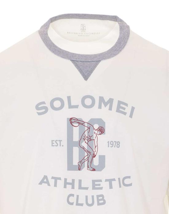  브루넬로 쿠치넬리 반팔 티셔츠 Brunello Cucinelli 티셔츠 화이트 - BRUNELLO CUCINELLI