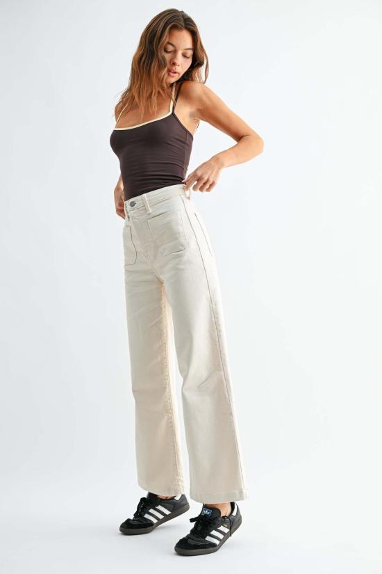  저스트 블랙 데님 데님 팬츠 세일러 포켓 와이드 레그 - JUST BLACK DENIM