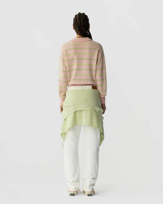  게스트 인 레지던스 스웨터 컬리지 스트라이프 폴로  파우더 핑크 - GUEST IN RESIDENCE