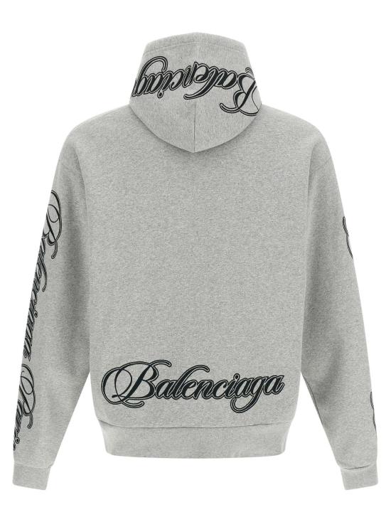  발렌시아가 스웨터 커시브 후드티 그레이 - BALENCIAGA