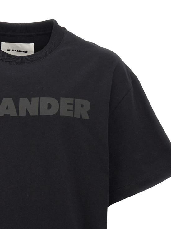  질샌더 반팔 티셔츠 질 샌더 로고 프린트 티셔츠 블랙 - JIL SANDER