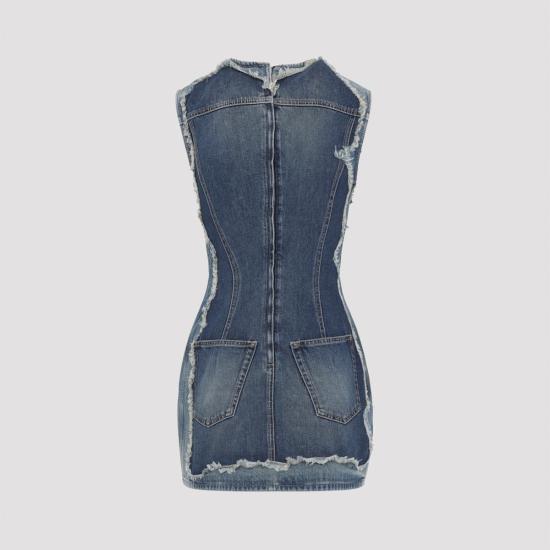  아크네 스튜디오 숏 원피스 코튼 미니 드레스 블루 - ACNE STUDIOS